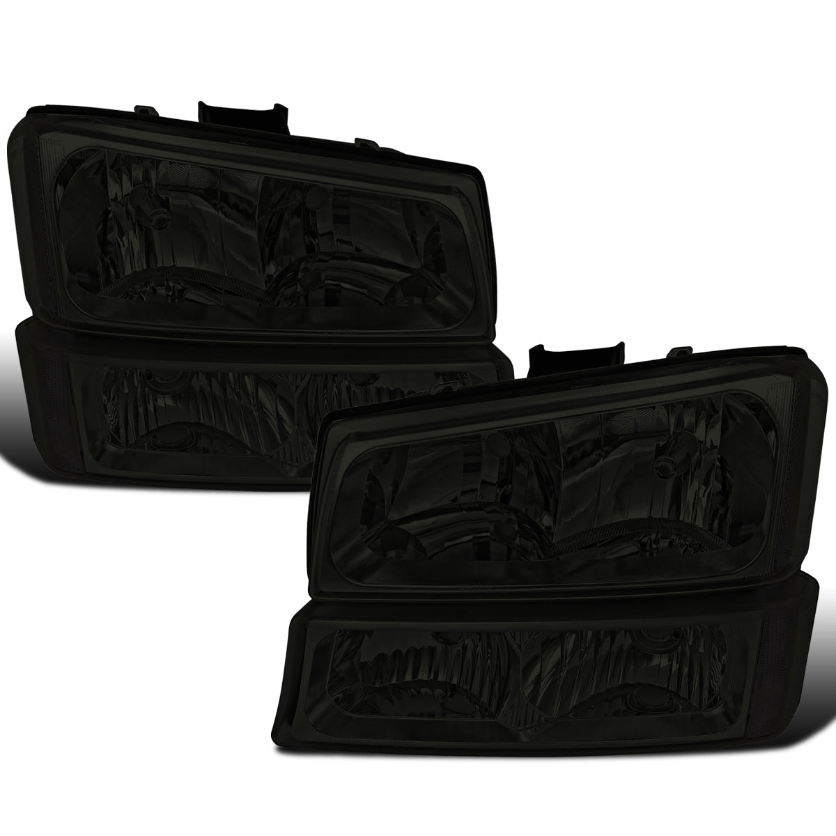 Ronnin - Compatible con Chevy Avalanche Silverado 2002-2007. Faros delanteros con reflectores transparentes y luces de parachoques de repuesto. Par | Ahumado