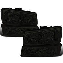 Ronnin - Fits 2002-2007 Chevy Avalanche Silverado  Replacement Clear Reflector Headlights + Bumper Lights Assembly Pair | Smoke