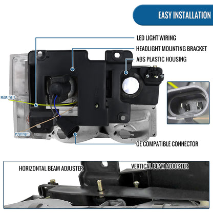 Ronnin - Compatible con Chevy C10 C/K 1500 2500 3500 Silverado Suburban Tahoe de 1994-1998 Faros delanteros con reflector transparente + luces direccionales de esquina + luces de estacionamiento de parachoques (par) | Cromo