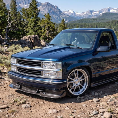 Ronnin - Compatible con Chevy C10 C/K 1500 2500 3500 Silverado Suburban Tahoe de 1994-1998 Faros delanteros con reflector transparente + luces direccionales de esquina + luces de estacionamiento de parachoques (par) | Cromo