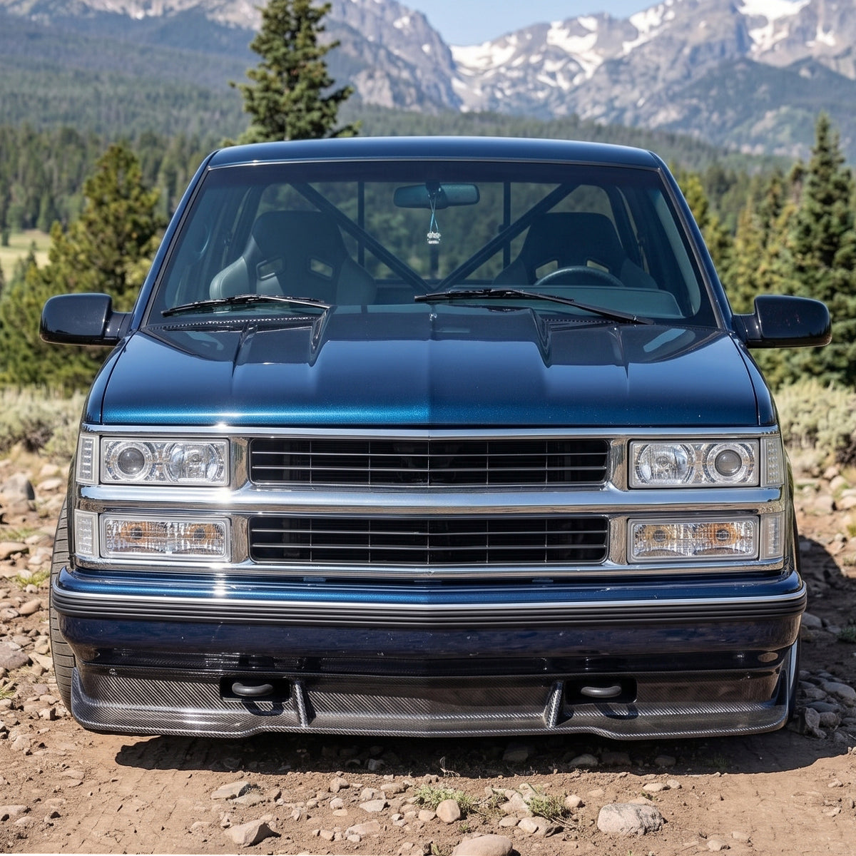 Ronnin - Compatible con Chevy C10 C/K 1500 2500 3500 Silverado Suburban Tahoe de 1994-1998 Faros delanteros con reflector transparente + luces direccionales de esquina + luces de estacionamiento de parachoques (par) | Cromo