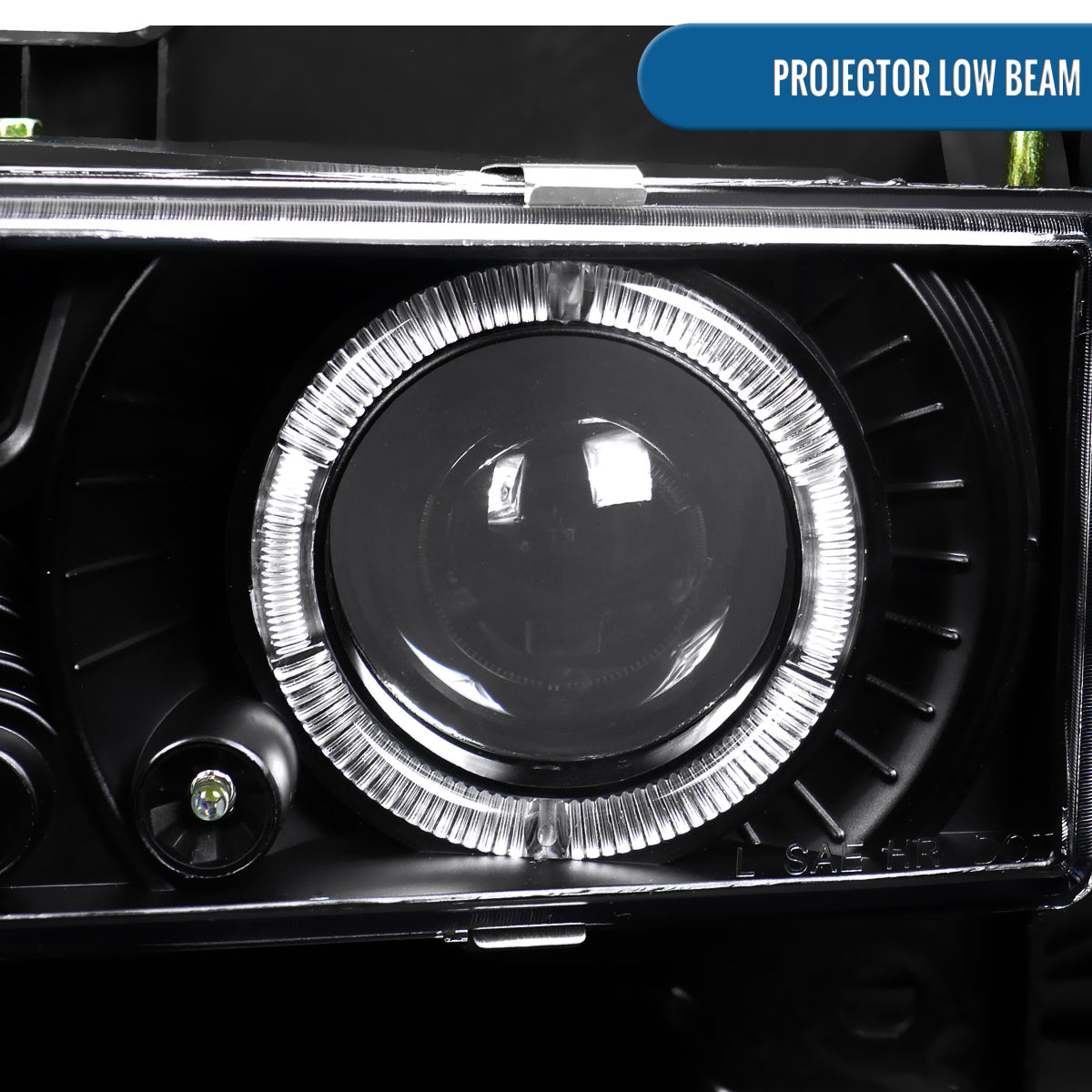 1994-1998 Chevy C10 C/K 1500 2500 3500 Silverado Suburban Tahoe Clear Reflector Headlights + Signal Corner + Bumper Parking Lights Assembly Pair | Black