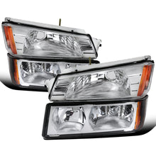 Ronnin - Fits 2002-2006 Chevy Avalanche 1500 2500 Factory Replacement Halogen Headlights + Bumper Lights Assembly Pair | Chrome