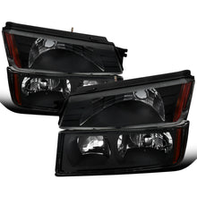 Ronnin - Fits 2002-2006 Chevy Avalanche 1500 2500 Factory Replacement Halogen Headlights + Bumper Lights Assembly Pair | Black
