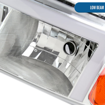 Ronnin - Fits 1999-2007 GMC Sierra Denali 2000-2006 Yukon Denali Upgraded Replacement LED Running Lights Sequential Turn Signals Headlights + Bumper Lights Assembly Pair | Chrome