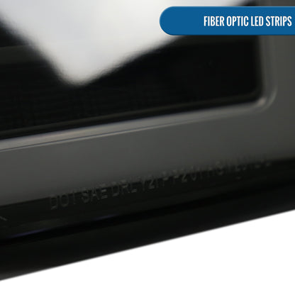 Ronnin - Fits 1999-2007 GMC Sierra Denali 2000-2006 Yukon Denali Upgraded Replacement LED Running Lights Sequential Turn Signals Headlights + Bumper Lights Assembly Pair | Black Smoke