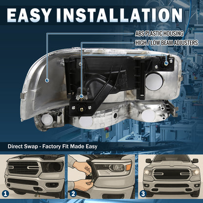 Ronnin - Compatible con GMC Sierra 1999-2007, Yukon 2000-2006, conjunto de faros delanteros y luces de parachoques de repuesto mejorados, par | Cromado
