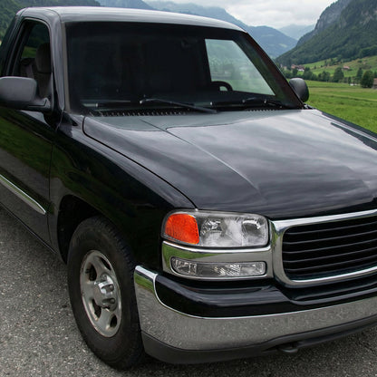 Ronnin - Compatible con GMC Sierra 1999-2007, Yukon 2000-2006, conjunto de faros delanteros y luces de parachoques de repuesto mejorados, par | Cromado