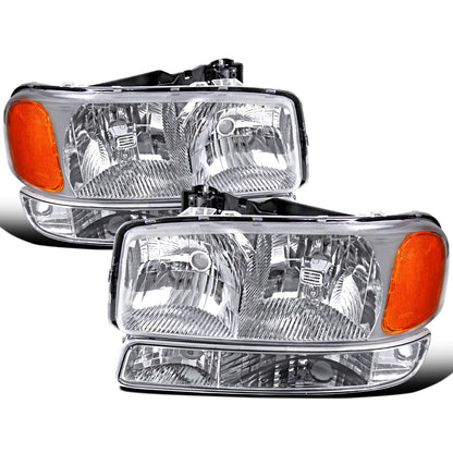 Ronnin - Compatible con GMC Sierra 1999-2007, Yukon 2000-2006, conjunto de faros delanteros y luces de parachoques de repuesto mejorados, par | Cromado