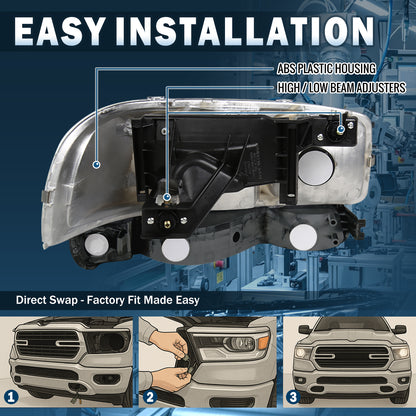 Ronnin - Compatible con GMC Sierra 1999-2007, Yukon 2000-2006. Conjunto de faros delanteros y luces de parachoques de repuesto mejorados (par) | Negro
