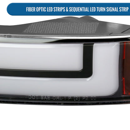 Ronnin - Fits 1999-2007 GMC Sierra 2000-2006 Yukon Upgraded Replacement LED Running Lights Sequential Turn Signals Headlights + Bumper Lights Assembly Pair | Black