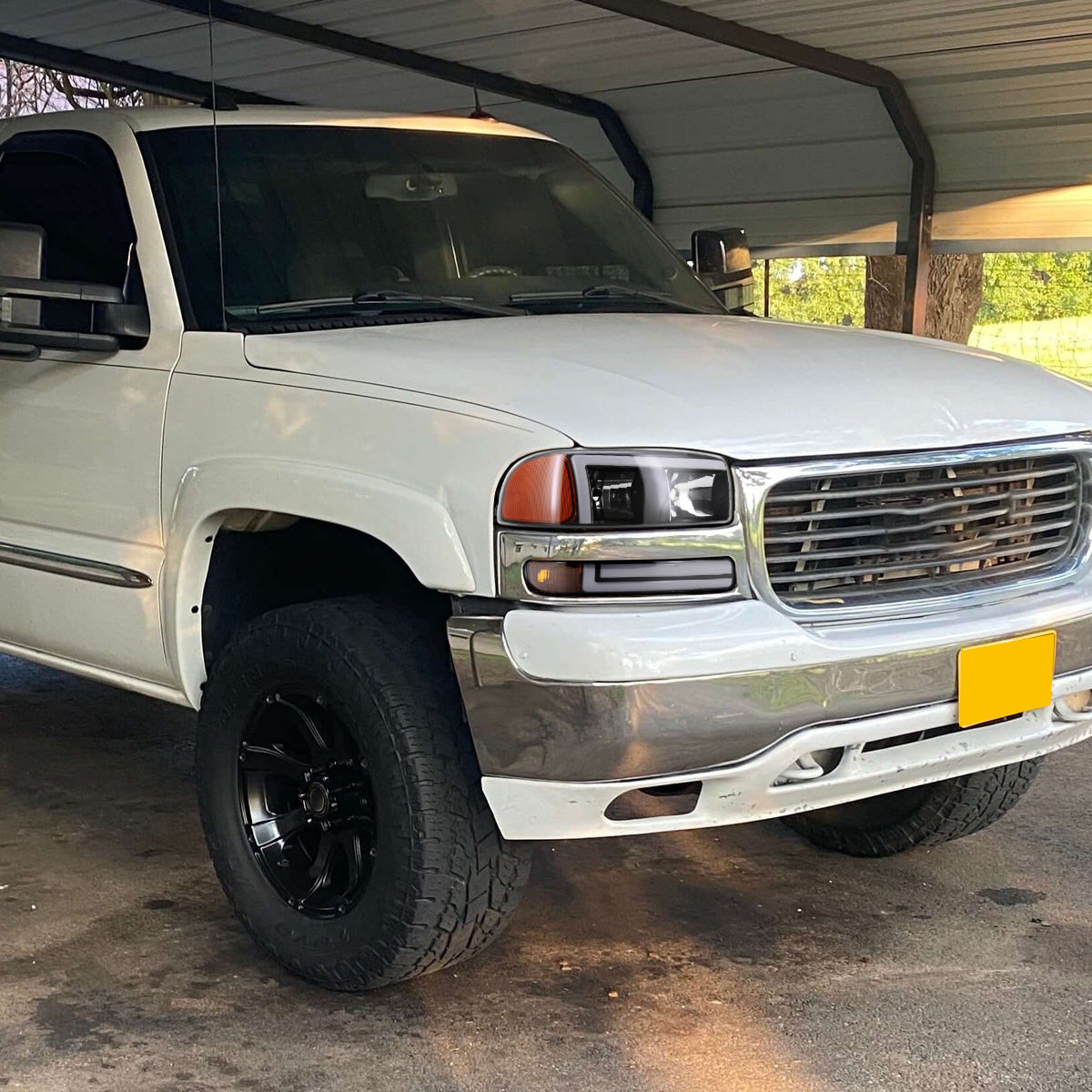 Ronnin - Fits 1999-2007 GMC Sierra 2000-2006 Yukon Upgraded Replacement LED Running Lights Sequential Turn Signals Headlights + Bumper Lights Assembly Pair | Black