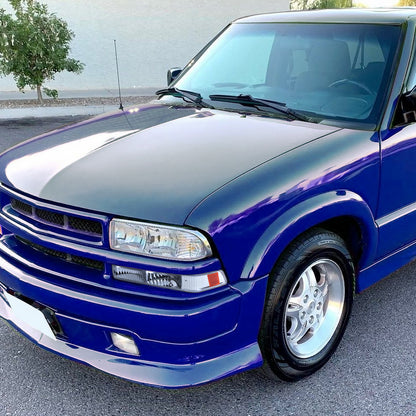 Ronnin - Fits 1998-2004 Chevy Blazer S10 Pickup Factory Replacement Headlights + Bumper Lamps Assembly Pair | Chrome