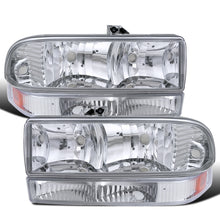 Ronnin - Fits 1998-2004 Chevy Blazer S10 Pickup Factory Replacement Headlights + Bumper Lamps Assembly Pair | Chrome