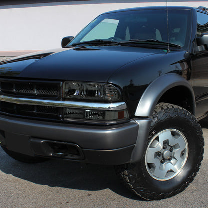 Ronnin - Fits 1998-2004 Chevy Blazer S10 Pickup Factory Replacement Headlights + Bumper Lamps Assembly Pair | Smoke