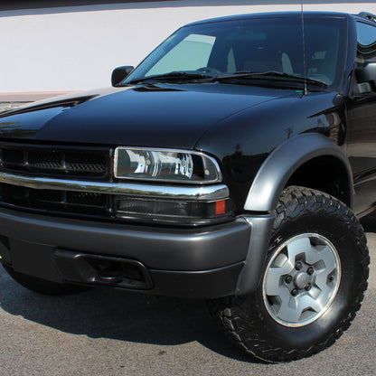 Ronnin - Fits 1998-2004 Chevy Blazer S10 Pickup Factory Replacement Headlights + Bumper Lamps Assembly Pair | Black