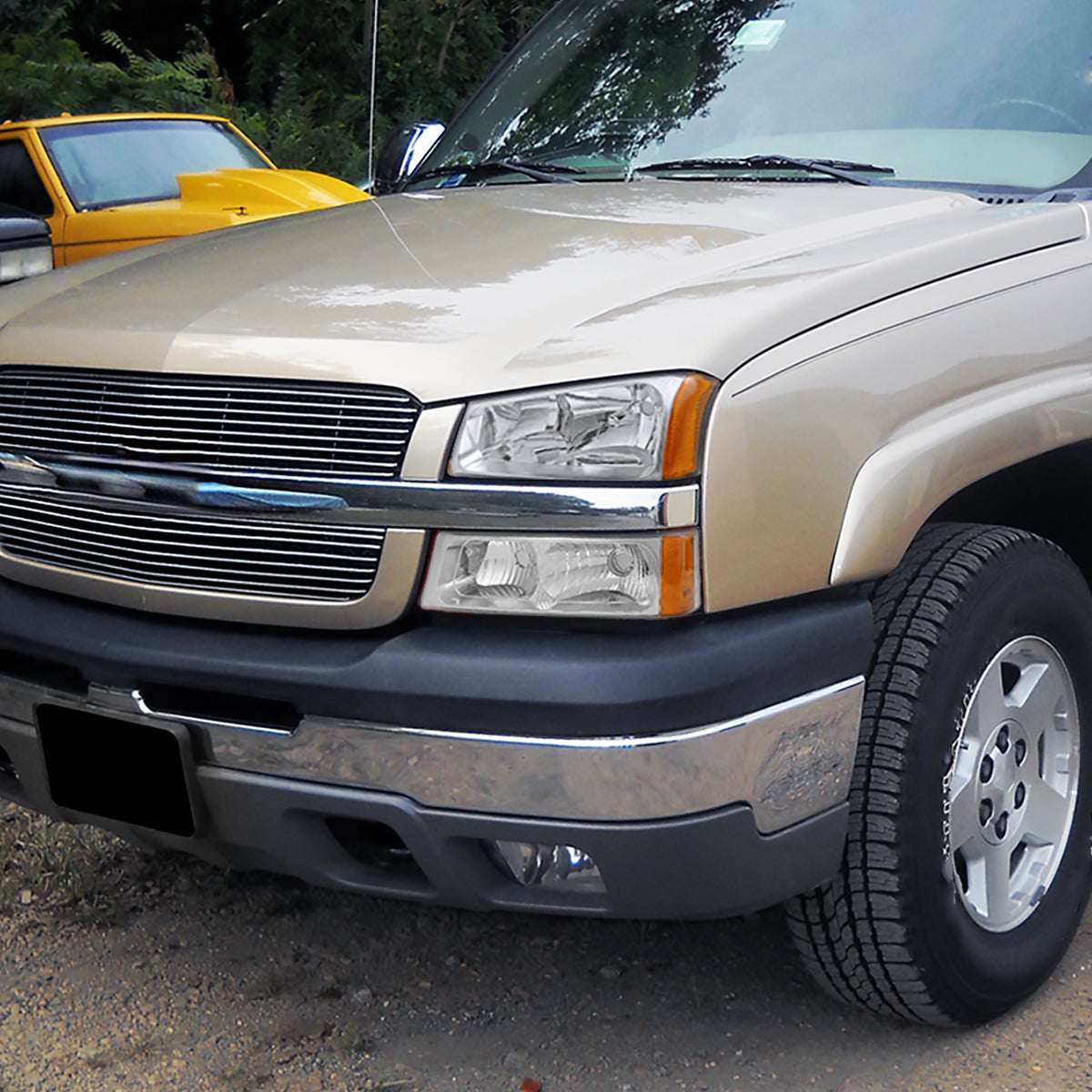 Ronnin - Compatible con Chevy Silverado 1500 2500 3500 Avalanche 2003-2006 Par de conjuntos de faros delanteros y luces de parachoques de repuesto | Cromado
