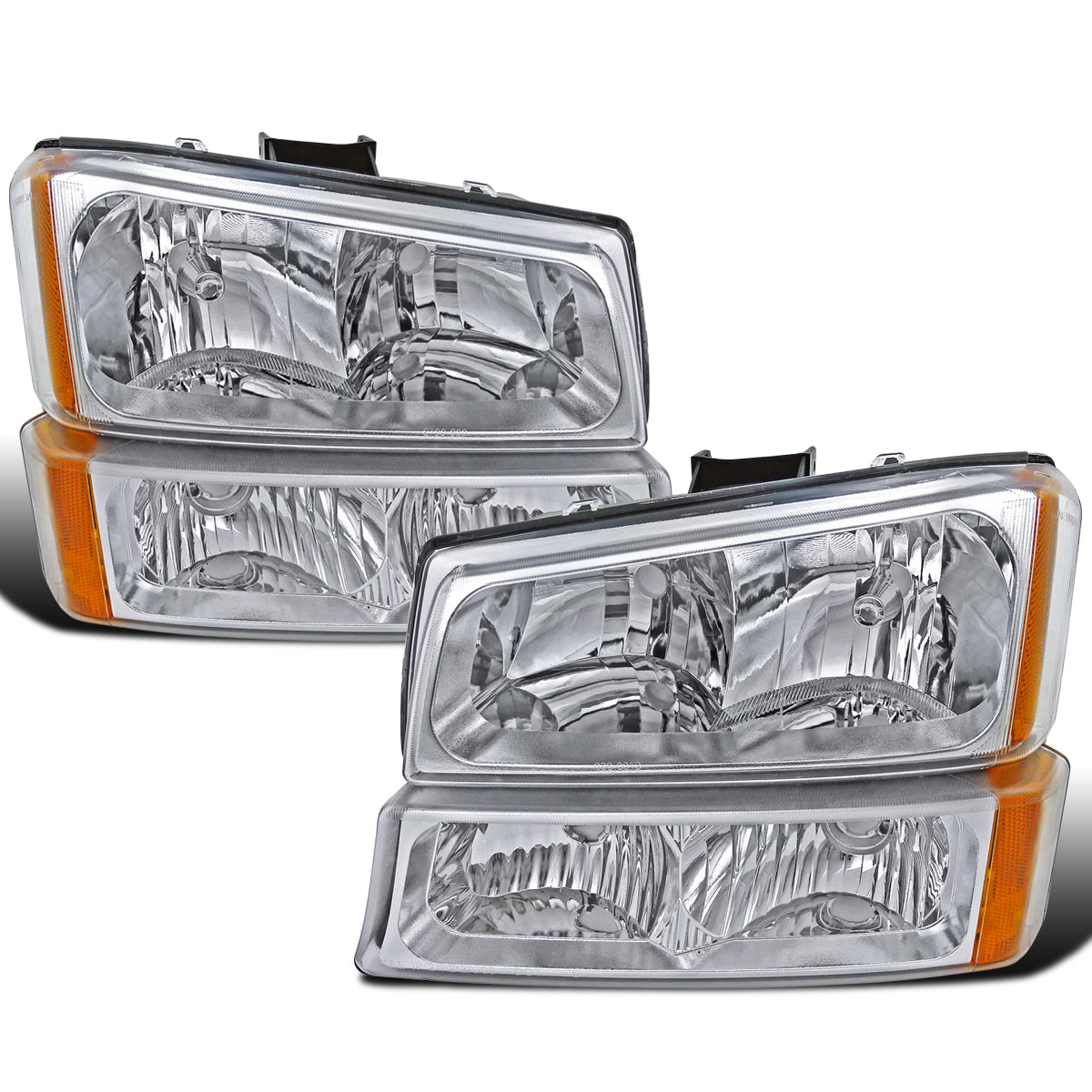 Ronnin - Compatible con Chevy Silverado 1500 2500 3500 Avalanche 2003-2006 Par de conjuntos de faros delanteros y luces de parachoques de repuesto | Cromado