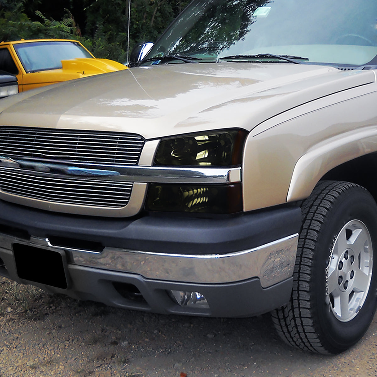 Ronnin - Compatible con Chevy Silverado 1500 2500 3500 Avalanche 2003-2006 Par de conjuntos de faros delanteros + luces de parachoques de repuesto | Ahumado