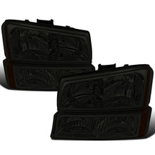 2003-2006 Chevy Silverado 1500 2500 3500 Avalanche  Replacement Headlights + Bumper Lights Assembly Pair | Smoke