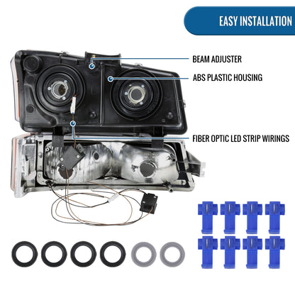 Ronnin - Faros delanteros con tubo LED de marcha y luces de parachoques mejorados para Chevy Silverado Avalanche 2003-2007, par | Cromo