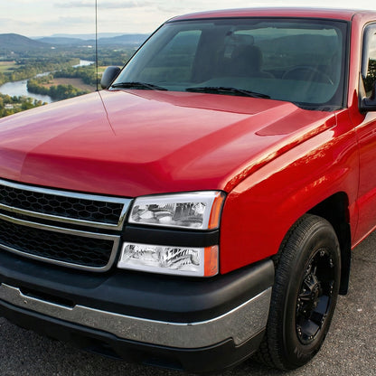 Ronnin - Faros delanteros con tubo LED de marcha y luces de parachoques mejorados para Chevy Silverado Avalanche 2003-2007, par | Cromo