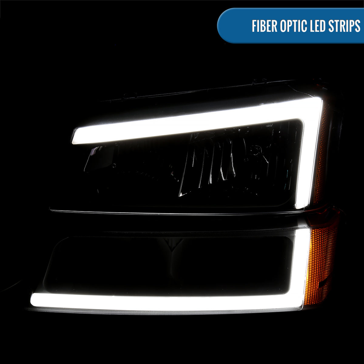 Ronnin - Se adapta a Chevy Silverado Avalanche 2003-2007 con luces LED de tubo de marcha y luces de parachoques. Par de montaje | Negro