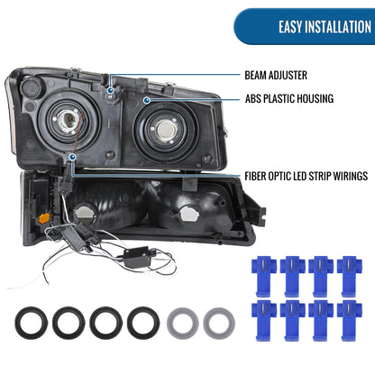 Ronnin - Se adapta a Chevy Silverado Avalanche 2003-2007 con luces LED de tubo de marcha y luces de parachoques. Par de montaje | Negro