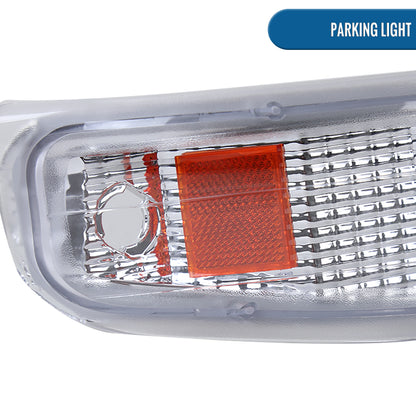 Ronnin - Fits 1999-2002 Silverado 1500 2500 2000-2006 Suburban 1500 2500 Tahoe Headlights + Bumper Parking Signal Lamps Replacement Pair | Chrome