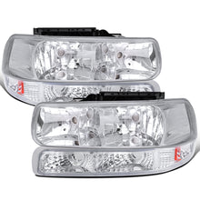 Ronnin - Fits 1999-2002 Silverado 1500 2500 2000-2006 Suburban 1500 2500 Tahoe Headlights + Bumper Parking Signal Lamps Replacement Pair | Chrome
