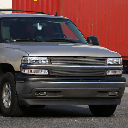 Ronnin - Fits 1999-2002 Silverado 2000-2006 Suburban Tahoe LED Tube Headlights + Bumper Parking Signal Lamps Assembly Pair | Chrome