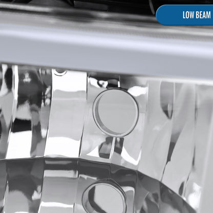 Ronnin - Fits 1999-2002 Silverado 2000-2006 Suburban Tahoe LED Tube Headlights + Bumper Parking Signal Lamps Assembly Pair | Chrome