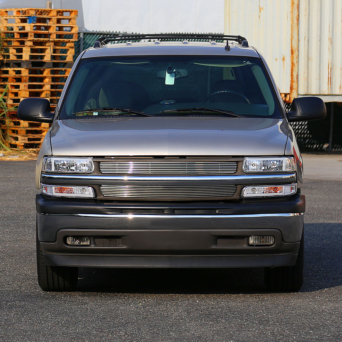 Ronnin - Fits 1999-2002 Silverado 2000-2006 Suburban Tahoe LED Tube Headlights + Bumper Parking Signal Lamps Assembly Pair | Chrome