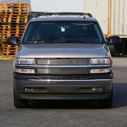 Ronnin - Fits 1999-2002 Silverado 2000-2006 Suburban Tahoe LED Tube Headlights + Bumper Parking Signal Lamps Assembly Pair | Chrome