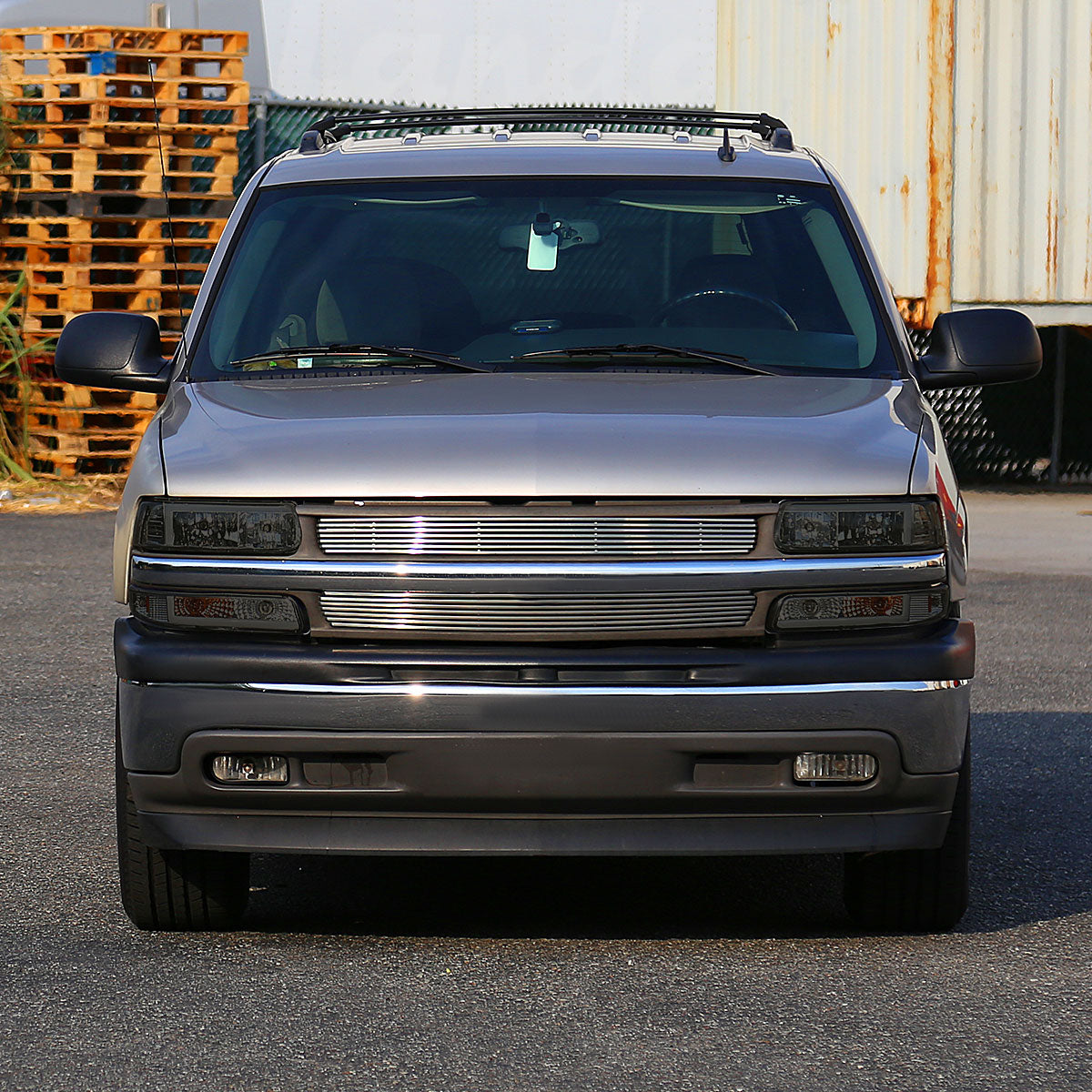 Ronnin - Fits 1999-2002 Silverado 2000-2006 Suburban Tahoe LED Tube Headlights + Bumper Parking Signal Lamps Assembly Pair | Smoke