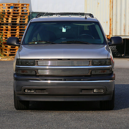 Ronnin - Fits 1999-2002 Silverado 2000-2006 Suburban Tahoe LED Tube Headlights + Bumper Parking Signal Lamps Assembly Pair | Smoke