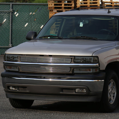 Ronnin - Fits 1999-2002 Silverado 2000-2006 Suburban Tahoe LED Tube Headlights + Bumper Parking Signal Lamps Assembly Pair | Smoke