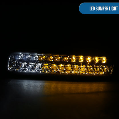 Ronnin - Compatible con Chevy Silverado Suburban 1500 2500 Tahoe 1999-2006 Faros Delanteros + Actualización LED Señal de Giro DRL Conjunto de Luces de Parachoques Par | Ahumado
