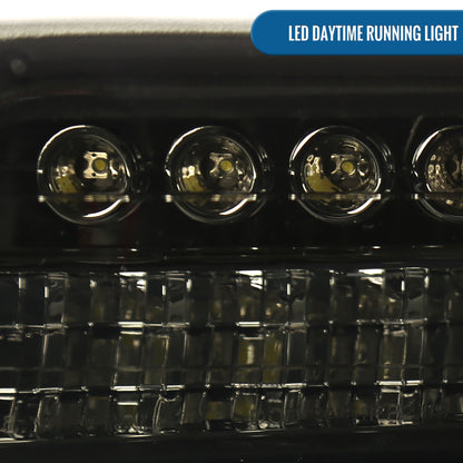 Ronnin - Compatible con Chevy Silverado Suburban 1500 2500 Tahoe 1999-2006 Faros Delanteros + Actualización LED Señal de Giro DRL Conjunto de Luces de Parachoques Par | Ahumado