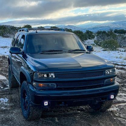 Ronnin - Fits 1999-2002 Silverado 1500 2500 2000-2006 Suburban 1500 2500 Tahoe Headlights + Bumper Parking Signal Lamps Replacement Pair | Black