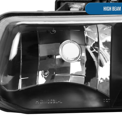 Ronnin - Fits 1999-2002 Silverado 1500 2500 2000-2006 Suburban 1500 2500 Tahoe Headlights + Bumper Parking Signal Lamps Replacement Pair | Black