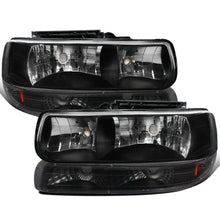 Ronnin - Fits 1999-2002 Silverado 1500 2500 2000-2006 Suburban 1500 2500 Tahoe Headlights + Bumper Parking Signal Lamps Replacement Pair | Black
