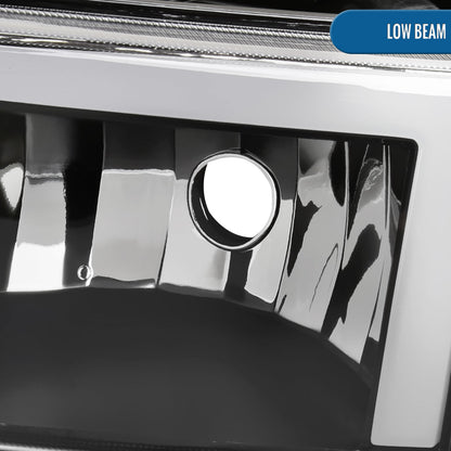 Ronnin - Fits 1999-2002 Silverado 2000-2006 Suburban Tahoe LED Tube Headlights + Bumper Parking Signal Lamps Assembly Pair | Black