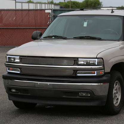 Ronnin - Fits 1999-2002 Silverado 2000-2006 Suburban Tahoe LED Tube Headlights + Bumper Parking Signal Lamps Assembly Pair | Black