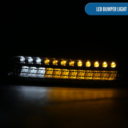 Ronnin - Se adapta a Chevy Silverado Suburban 1500 2500 Tahoe 1999-2006, faros delanteros + luces LED de intermitencia y DRL para parachoques, par de montaje | Negro