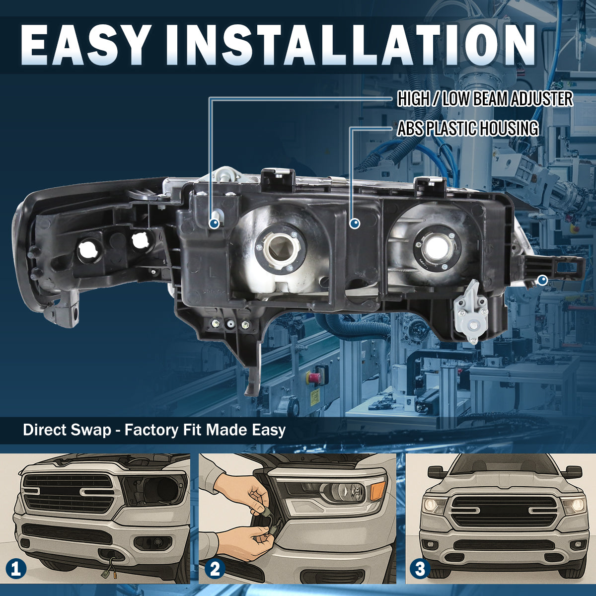 Ronnin - Faros delanteros de repuesto para Honda Accord 1994-1997 + Conjunto de luces direccionales de esquina transparentes (Par) | Negro