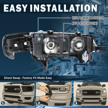 Ronnin - Faros delanteros de repuesto para Honda Accord 1994-1997 + Conjunto de luces direccionales de esquina transparentes (Par) | Negro