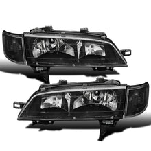 Ronnin - Faros delanteros de repuesto para Honda Accord 1994-1997 + Conjunto de luces direccionales de esquina transparentes (Par) | Negro