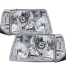 Ronnin - Fits 2001-2011 Ford Ranger Factory Replacement Headlights + Clear Corner Turn Signal Lights Assembly Pair | Chrome