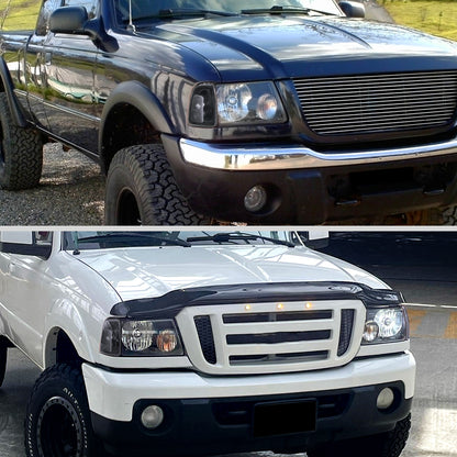 Ronnin - Fits 2001-2011 Ford Ranger Factory Replacement Headlights + Clear Corner Turn Signal Lights Assembly Pair | Black